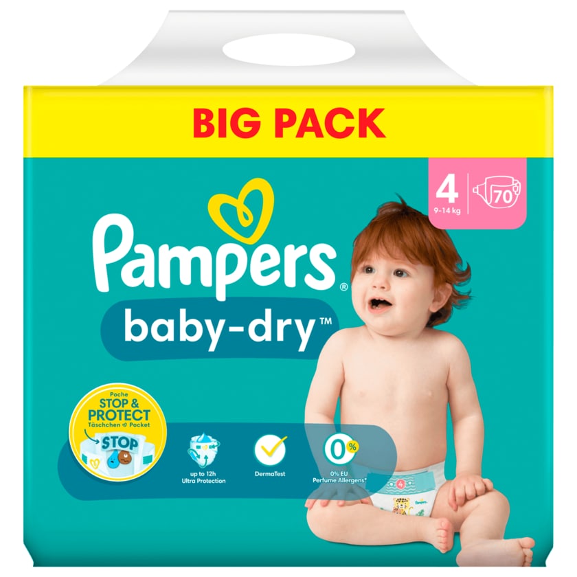Pampers Baby-Dry Windeln Gr.4 9-14kg Big Pack 70 Stück